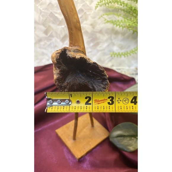 Wood bird figurine, burl‎ wood sculpture, wooden stork or crane figure - Picture 13 of 13